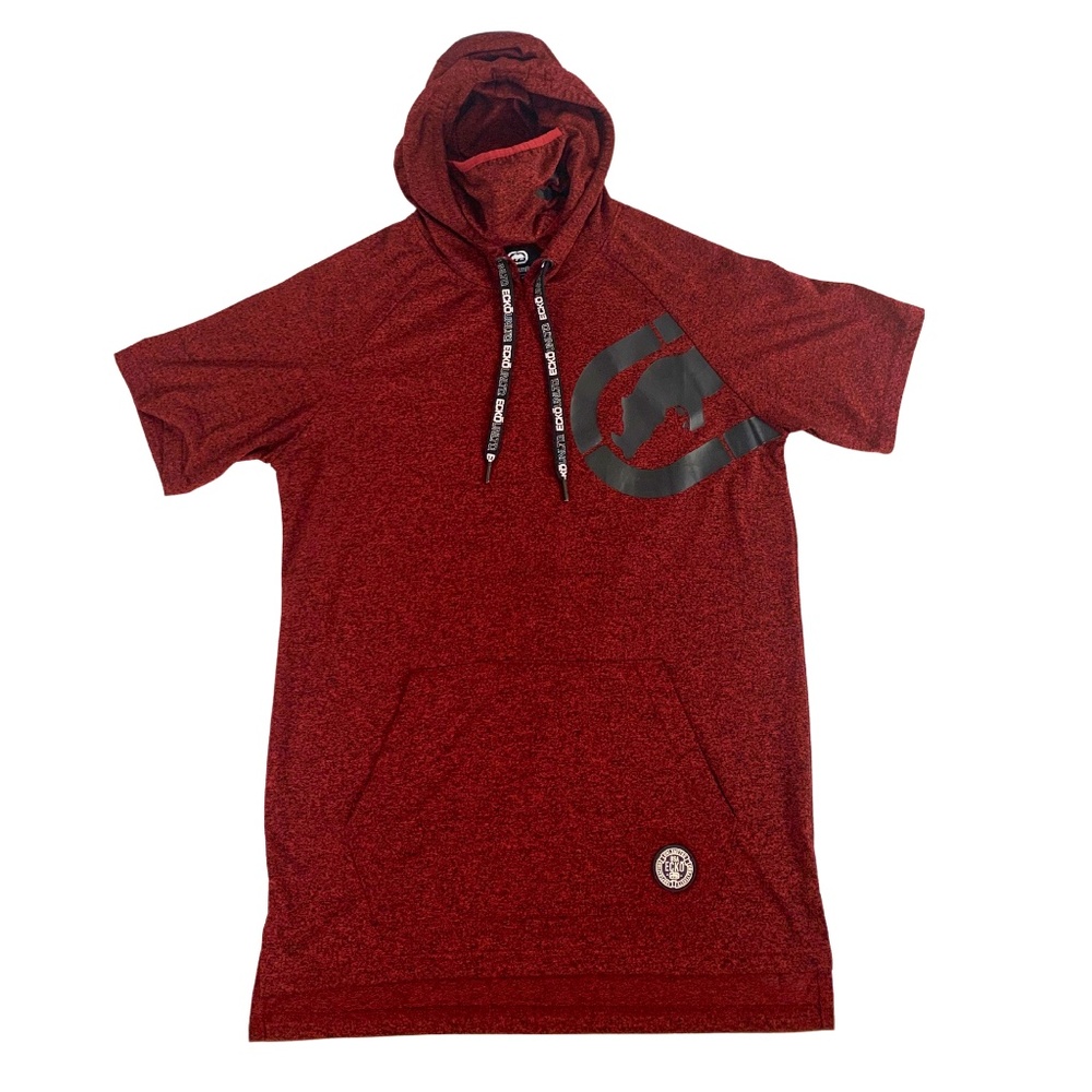 Ecko Unltd Hooded Red Marled Shirt Men's M Built In Face Mask Outdoors